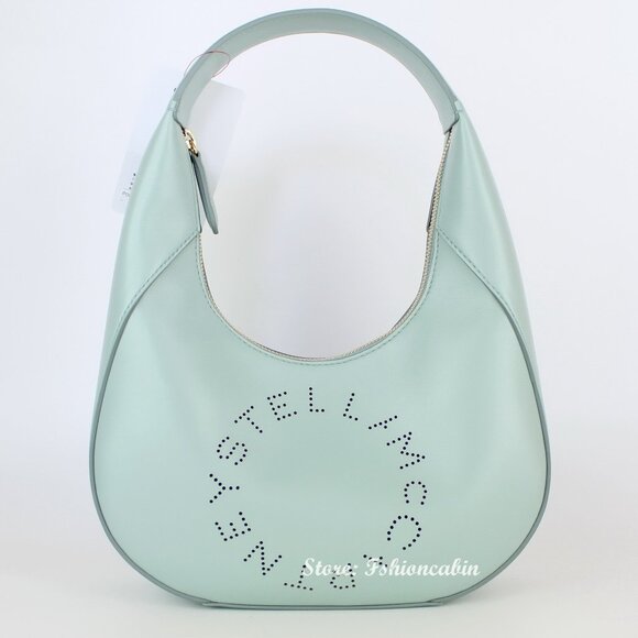NEW STELLA MCCARTNEY Hobo Bag– Logo, Vegan Leather, Mint Green Shoulder Bag - Picture 5 of 16